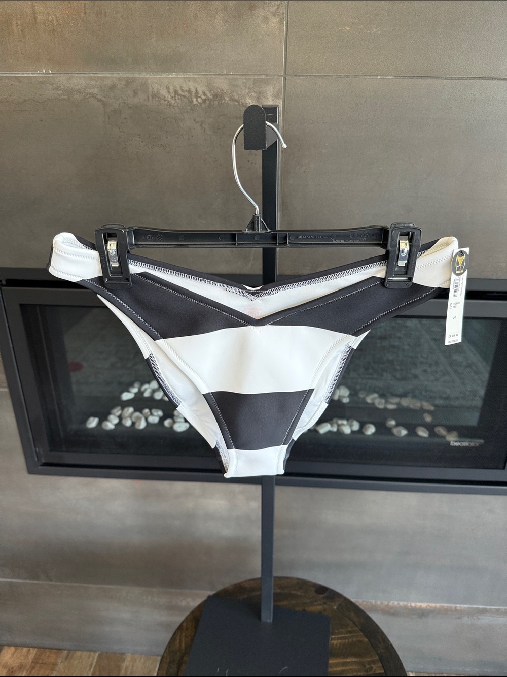 Victoria's Secret Black and White Striped Bikini Bottom
